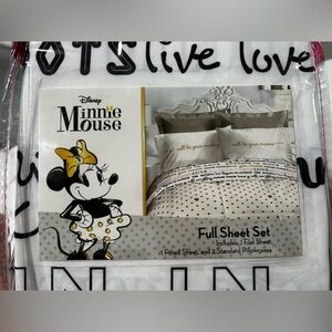 Disney Minnie Mouse Full Sheet‎ Set - Black, White and Gold